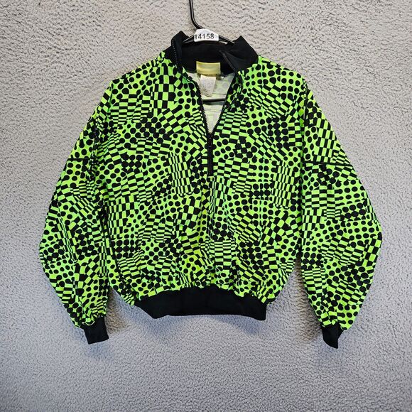 Vintage Hot Chillys Bomber Jacket Adult Size Small Black Green 1/4 Zip‎ Pullover - Picture 1 of 10